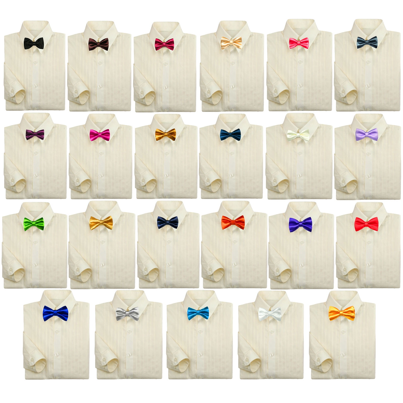 Baby Kids Boy Formal Party Tuxedo Suit Ivory Button Shirt Color Bow tie 0-7 