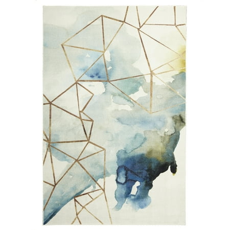 Cloud Shaped Rug Mohawk Prismatic Area Rugs - Z0192 A445 Contemporary Navy / Gold Angled Clouds Smoke Abstract Rug ()