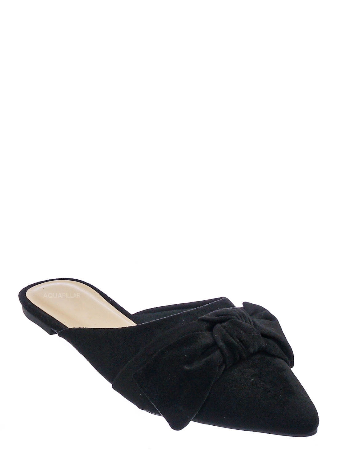 black flat mule slides