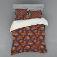 thumbnail image 1 of Ambesonne Floral Bedding Set 4 Pcs, Funk Art Flower Pattern, Queen, Blue and Brown, 1 of 3