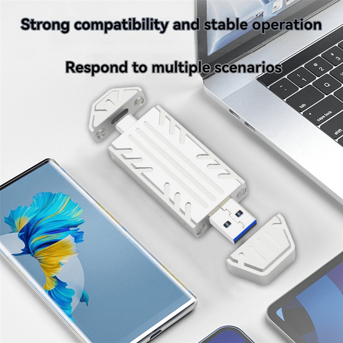 2X M.2 NVME SSD Case External Enclosure USB 3.2 Gen2 10Gbps Type-A + Type-C M2 NVME Adapter Box Supports 2230,2 x M.2 NVME SSD Case 2 x screwdriver 2 x heat sink,Silver