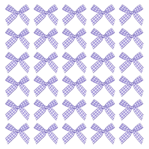 Uxcell 50 Pcs Mini Gingham Ribbon Bows 1.8 Inch Checkered Plaid Bow Fabric Satin for Craft DIY Cake Sewing Wedding Birthday Party Wrapping Christmas Decoration, Dark Purple White