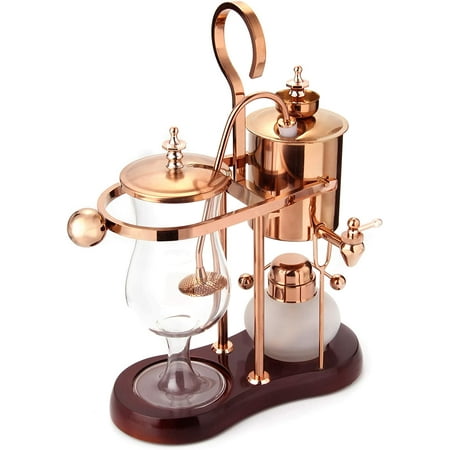 Diguo Belgian/Belgium Family Balance Siphon/Syphon Coffee Maker, Elegant Double Ridged Fulcrum with Tee handle (Classic Gold)