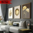 thumbnail image 2 of 2D Flat, 2D/FLAT, 3pcs, Modern Luxury Circle Golden Leaf Wall Art Printed Canvas Decorative Picture Poster for Living Room Bedroom Office Decor/Gift, No Frame, 2 of 4