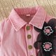 thumbnail image 5 of Conjunto de 3 piezas de boina con pantalones cortos de manga larga y tiras para niños, pantalones cortos con cuentas y flores grandes, top de poliéster para niña, 5 of 5