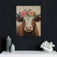 thumbnail image 4 of COMIO  Highland Cow Canvas Wall Art Farmhouse Animal Picture Wall Decor, Funny Cow Flower Painting Poster Mural for Bedroom, 4 of 4