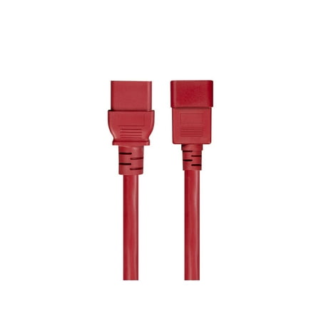 Monoprice Power Cable / Cord - 6 Feet - Red | 14AWG for PDU 15A (IEC 60320 C13 to IEC 60320 C20)