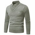 thumbnail image 4 of Men's V Neck Knit Sweater Shirt Style Long Sleeve Slim Fit Casual Pullover Top, 4 of 10