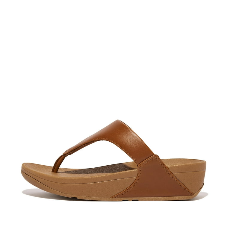 FITFLOP Women’s Brown Leather Toe-Post Sandals Wedge Fitflop Women main image 2