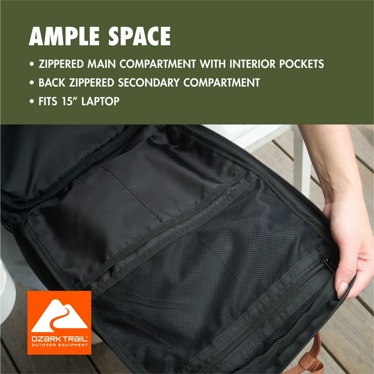 Ozark Trail Backpack Black Dual Carry 22L Day Pack Laptop