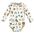 thumbnail image 4 of Touched by Nature Infant Girl Organic Cotton Long-Sleeve Bodysuits, Girl Woodland Alphabet 3-Pack, 0-3 Months, 4 of 5