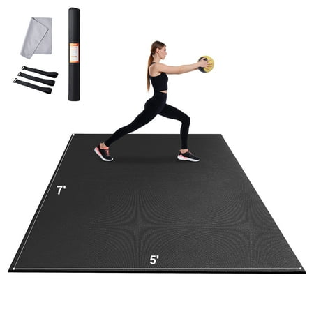 VEVOR Exercise Mat, Non Slip High Density Premium Yoga Mat, Exercise Yoga Mat for Men & Women, Fitness & Exercise Mat with Bag & Carry Strap, for All Types of Home Yoga, Floor Workout (7x5ft)
