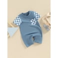 thumbnail image 4 of Musuos Newborn Baby Summer Romper 3M 6M 12M 18M Plaid Print Patchwork Short Sleeve Jumpsuit for Boy Girls Cute Clothes, 4 of 9