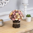 thumbnail image 3 of Northlight Wood Shaved Artificial Floral Spring Bouquet - 8.25" - Pink and Yellow, 3 of 8