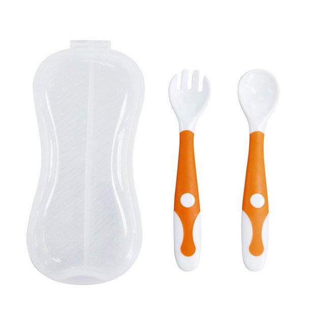 Baby Utensil Spoon Fork Set Children Feeding Training Spoon with