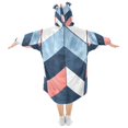 thumbnail image 2 of FORMRS Wearable Blanket Hoodie with Sleeves for Kids Cozy Flannel Sweatshirt, Blue Geometric, 2 of 7
