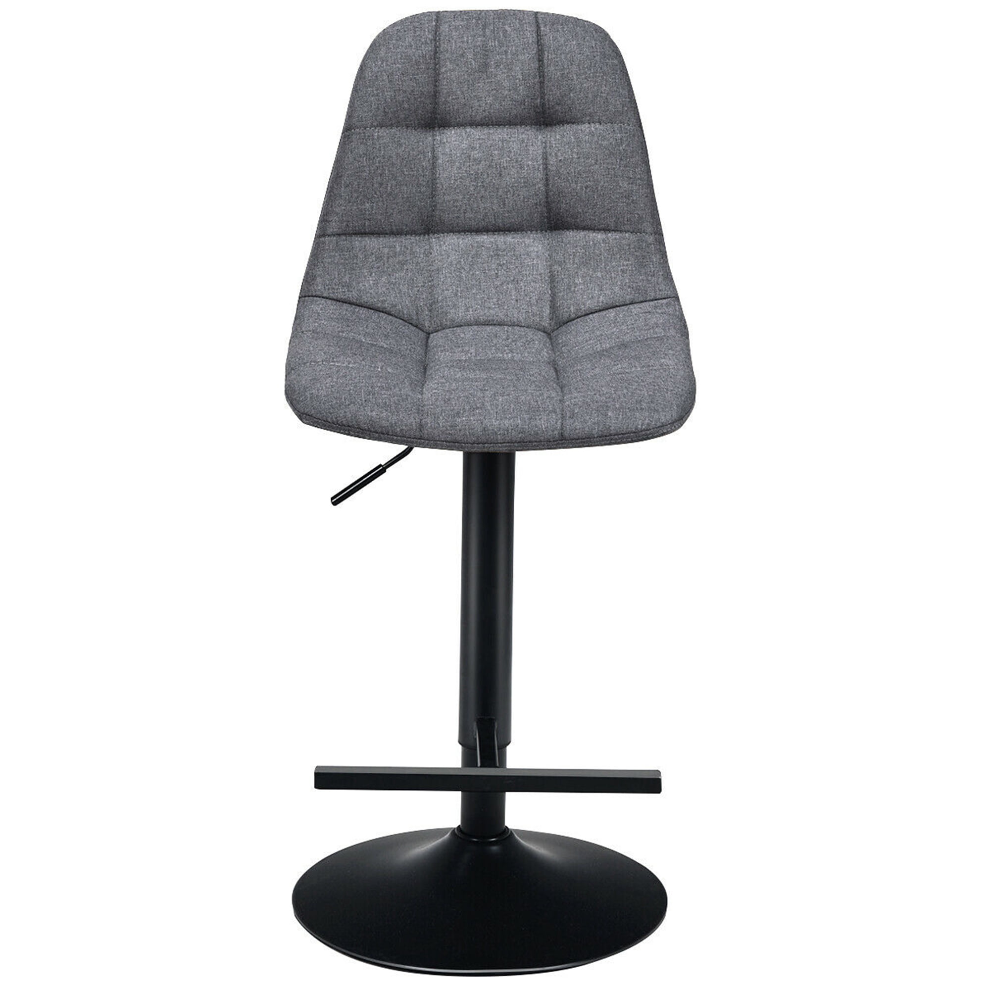 Gymax Set of 2 Swivel Counter Adjustable Bar Stools Height Linen Chairs with Back Gray