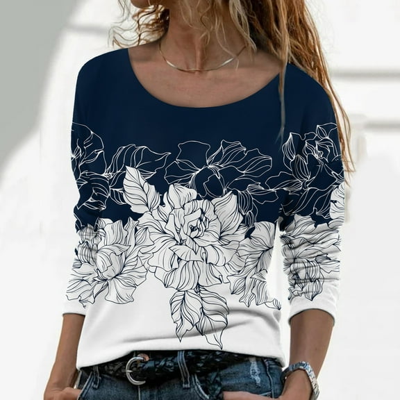 Aayomet Shirts For Women Trendy Women's Long Sleeve Shirts Pleated V Neck Casual Tunic Tops Comfy Fall Clothes,Blue M