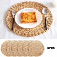 thumbnail image 2 of 6 Pack Natural Water Hyacinth Weave Placemat Round Rattan Tablemats, 2 of 5