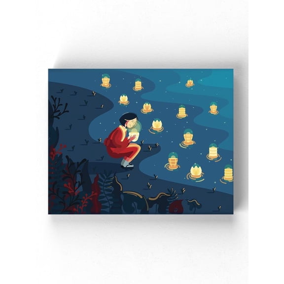 Japanese Girl In Kimono Bon Wrapped Canvas -Image by Shutterstock,