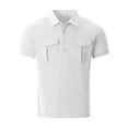 thumbnail image 5 of Mens Polo Shirts Short Sleeve Casual Cotton Golf Shirts Classic Button Polo T-Shirt with Pockets, 5 of 7