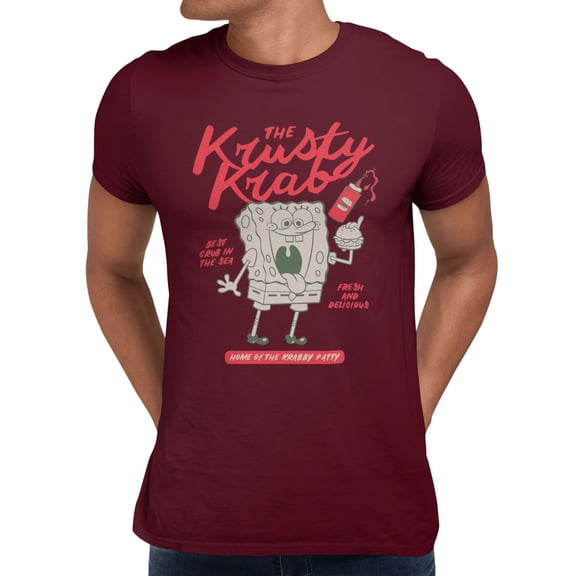 SpongeBob SquarePants Happy Duo Men's T Shirt (Maroon, S-XXXL)