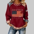 thumbnail image 2 of Womens Sweatshirts Women's 250th Anniversary Print Sweatshirt Without Hood Crew Neck Long Sleeve Casual Pullover Red L, 2 of 4