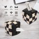 thumbnail image 2 of Tissue Box Cover, Square Tissue Box Holder, Modern PU Leather Weave, Stylish Checkerboard Design for Living Room, Decorative Shelf, Bathroom Counter Top, Bedside Table, Desk (Black), 2 of 5
