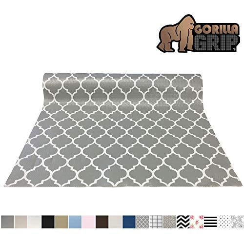 Gorilla Grip Original Premium Under Sink Mat Liner Non-Adhesive Absorbent Mats Bathroom Durable and Strong Waterproof Shelf Liners for Under Kitchen Sinks 24x30 Inch Quatrefoil Beige Linen
