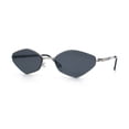 thumbnail image 4 of Diamond Shape Hustler Fashion Trendy Small Lens Metal Rim Sunglasses Silver - Black, 4 of 8