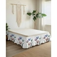 thumbnail image 2 of Simple Floral Bed Skirt Blue Green Purple Flower Leaves Pattern Bed Skirts California King Size 16 Inch Drop, Wrap Around Dust Ruffle&nbsp;Bedskirt with Adjustable Elastic Belt for Queen Size Beds, 2 of 7