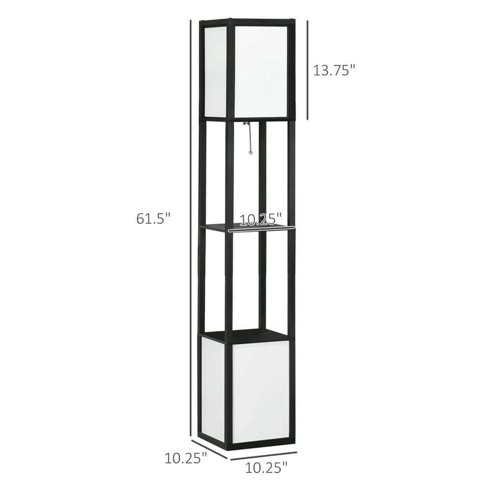 Spaco 10.25"x10.25"x61.5" Modern Shelf Floor Lamp with Dual Ambient Light, Standing Lamp for Indoor as Living Room, Bedroom, Black