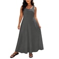 thumbnail image 2 of YuXingFu Vacation Dresses for Women Plus Size Maxi Crew Neck Plus Size Womens Dress Sleeveless for Vacation Long Casual Summer Gray XXL, 2 of 8