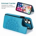 thumbnail image 3 of Dteck Wallet For iPhone 11 Pro with Card Holder, Embossed Mandala Pattern Flower Premium PU Leather Double Magnetic Buttons Flip Shockproof Protective Case, blue, 3 of 5