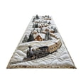 thumbnail image 2 of Embroidered Christmas Table Runner Winter Train Snow Village Pattern Quilted Table Decor for Dining Table Holiday Party, 2 of 9