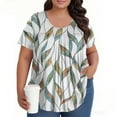 thumbnail image 5 of TQWQT Plus Size Womens Tops 4x-5x Summer Tunic Tops Crew Neck Floral Print Short Sleeves Tee Dressy Casual Tee Shirts 5x Women Plus Size Clothing Green L, 5 of 5