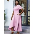 thumbnail image 3 of Women'S Elegant Casual Short Sleeve Work Party A-Line Dress Light Pink XXL, 3 of 8