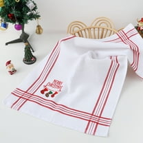 Kumdkd Christmas Embroidered Towels - Red Polyester Kitchen & Bathroom Hand Towels (14.96x25.2in) | Festive Holiday Decor, Easy Clean, Perfect Gift