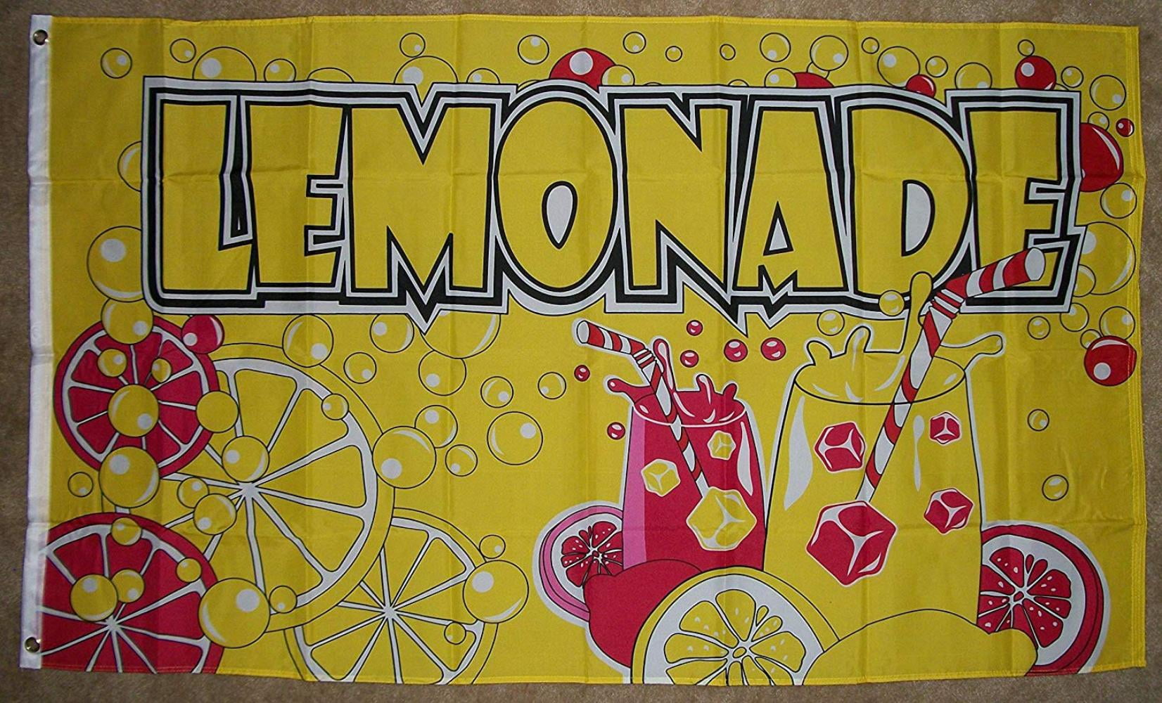 Lemonade Yellow Pink Flag Banner Sign 3' x 5' Foot Polyester Grommets 
