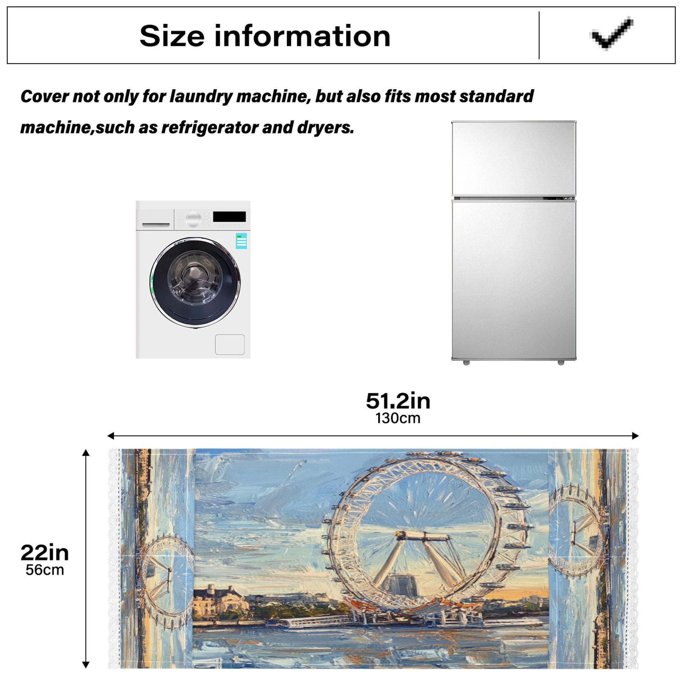 The London EyeWasher and Dryer Covers Dust-Proof and Oil Resistant Fridge Cover with 4 Storage Pockets Washing Machine Top Cover for Laundry Kitchen Home 51.2 x 22 In