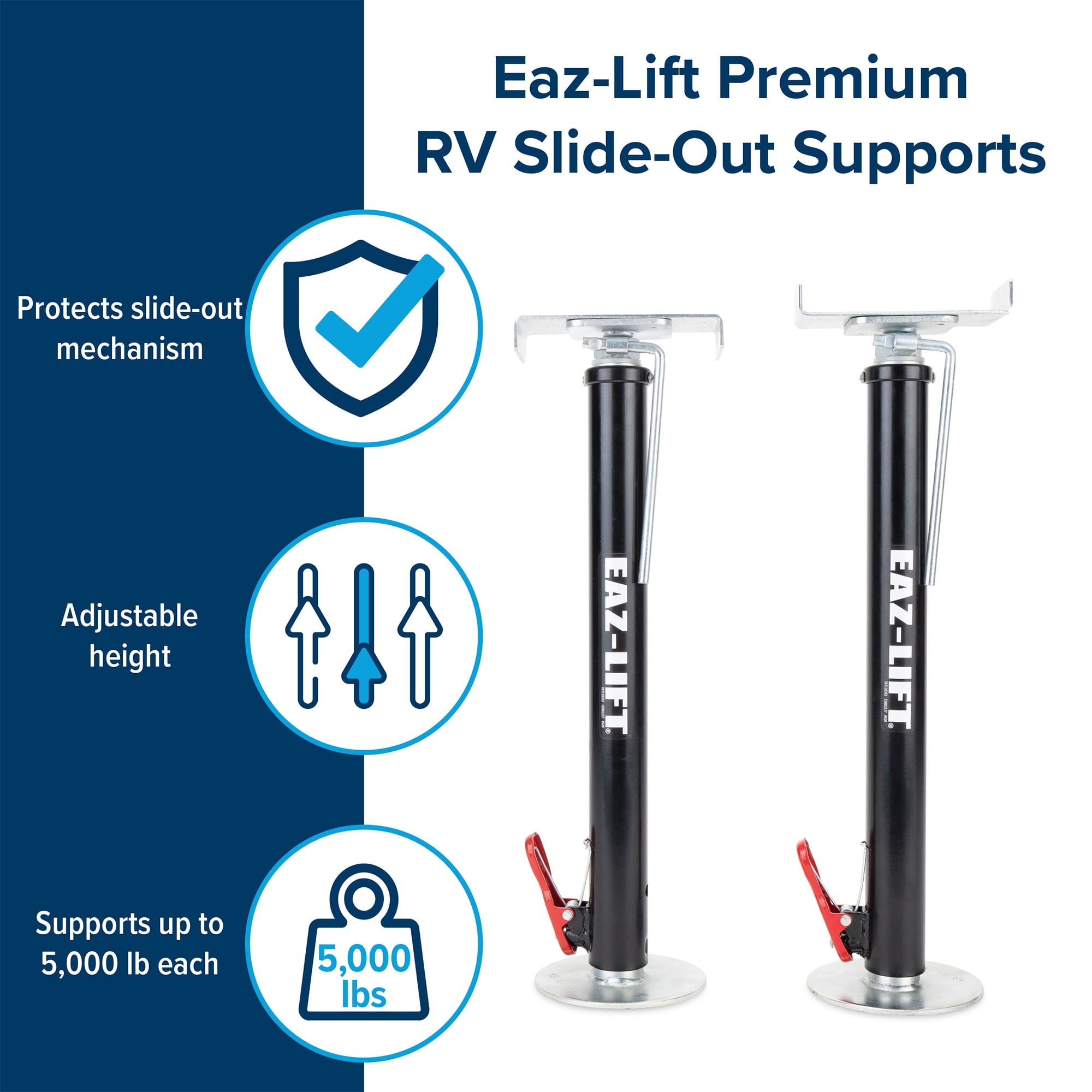 Camco Eaz-Lift Adjustable RV Slide-Out Supports, 19 to 49 Inch Lift, Pack of 2