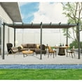 thumbnail image 7 of Domi Outdoor Living 11' X 20' Outdoor Pergola with Retractable Canopy Aluminum Shelter Sun Shade Beach Pavilion Grape Trellis Grill Gazebo for Patio, Backyard and Lawn, Gray, 7 of 7