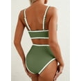 thumbnail image 5 of SHEWIN Womens Bikini Set 2 Piece High Waisted Color Block Swimsuit Spaghetti Straps Bathing Suits Summer Beach Outfits, 5 of 7