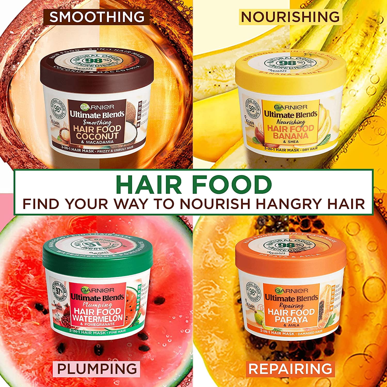 Garnier Ultimate Blends Hair Food Banana 3-in-1 Dry Hair Mask Treatment 390ml