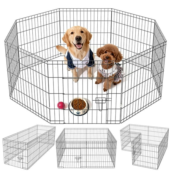 ZephyPaws 24-inch Height Pet Playpen 8 Folding Panel Exercise Dog Pen for Indoor Outdoor
