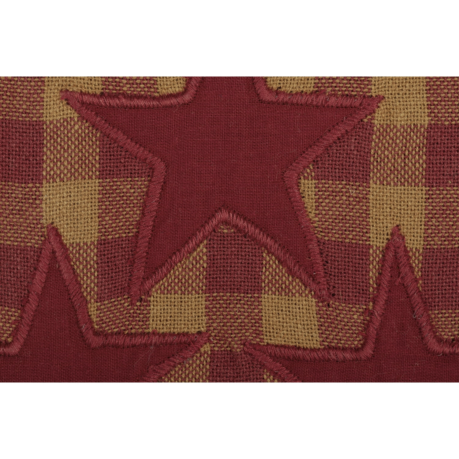 VHC Brands Star Cotton Primitive Tabletop Fabric Loop Appliqued Kitchen Towel, King, Burgundy Red