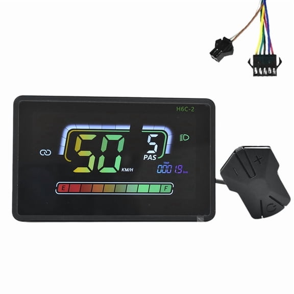 H6C-2 E-Bike Meter LCD Display Electric Scooter Speedometer Dashboard UART 24V-60V for Mountain Electric Bike SM5 2PIN,1 * LCD Display Meter,Black