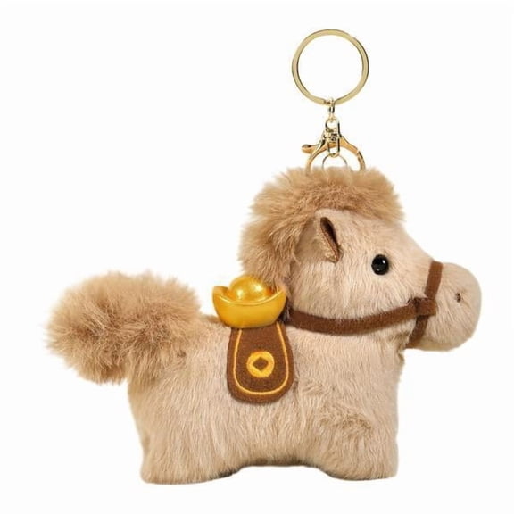 guohui 5xStuffed Animal Plush Doll Toy Blessing Souvenir Birthday Horse Bag Key Charm Brown 5 Pcs