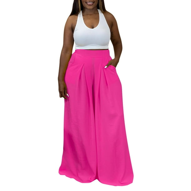 Flowy Pants Women Pants Casual High Waist Wide Leg Palazzo Pants