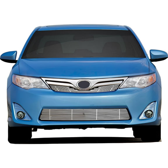 Ikon Motorsports Front Bumepr Grille Compatible With 2012-2013 Toyota Camry LE XLE Hybrid Stainless Steel Chrome Front Bumper Upper Hood Grille Insert Assembly Replacement
